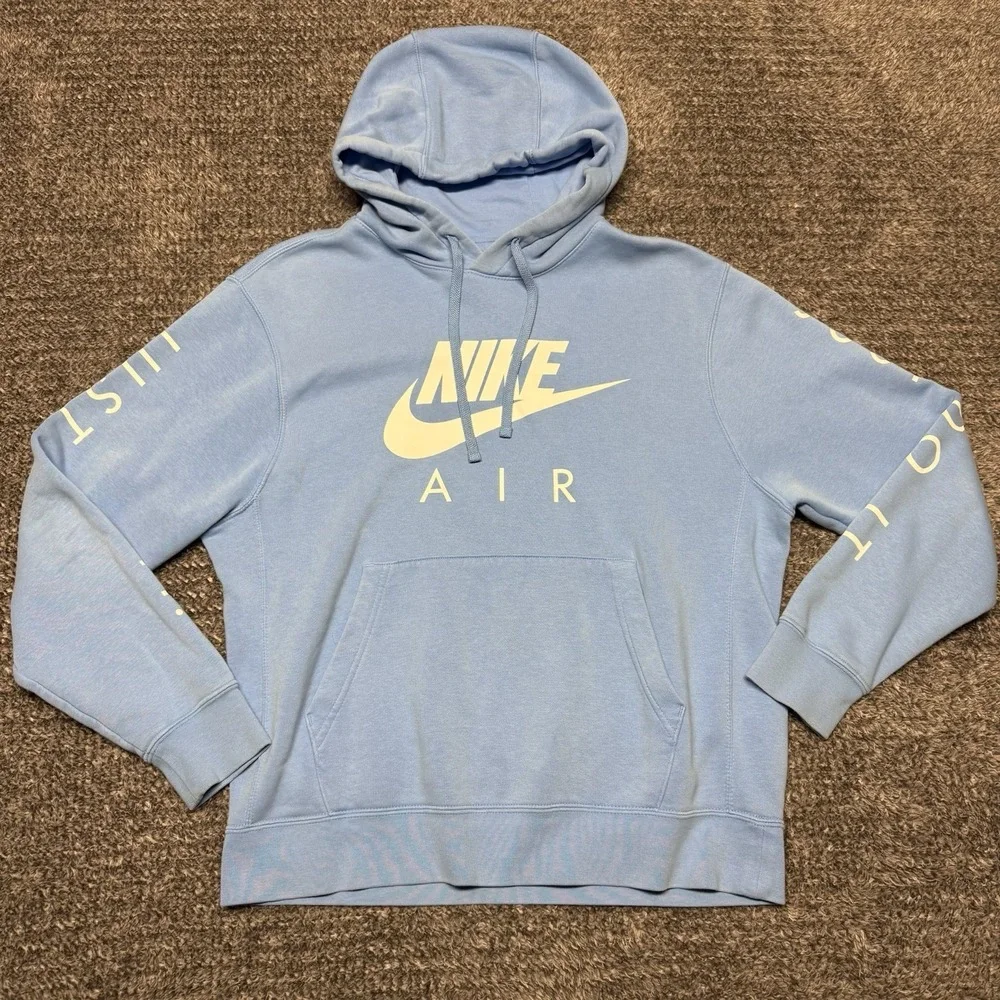 Nike Air Logo Long Sleeve Hoodie Sweatshirt‎ Light Blue Casual Medium Just Do It